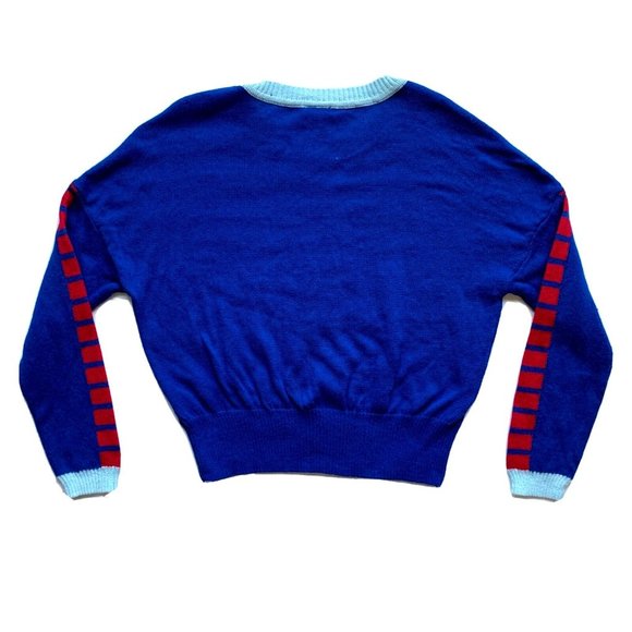 Star Wars Lucasfilm Cropped Sweater Womens Large Blue Chunky Knit Pullover NWT - Picture 2 of 10